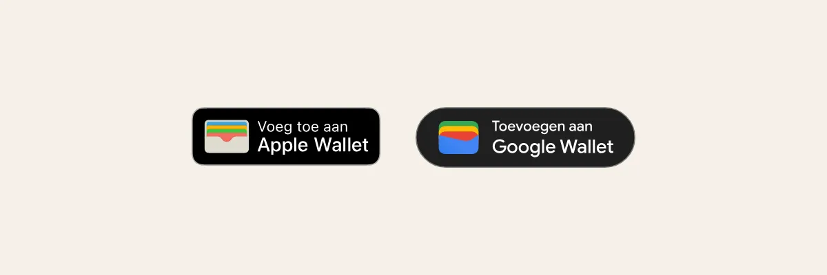 The official Apple Wallet and Google Wallet buttons