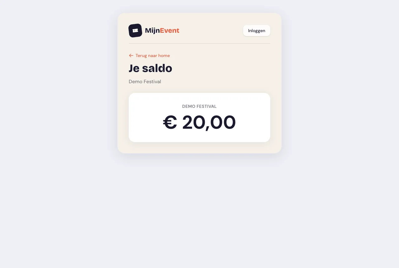 De saldopagina van een bezoeker