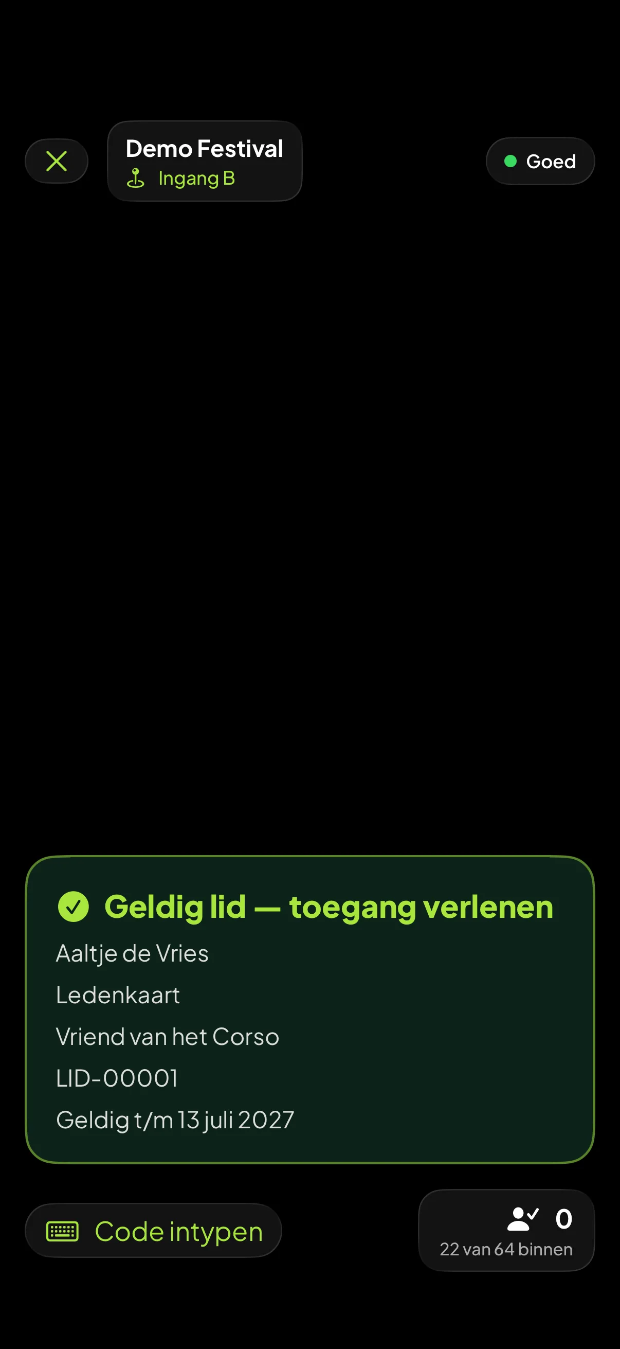De ledenkaart-scan aan de deur