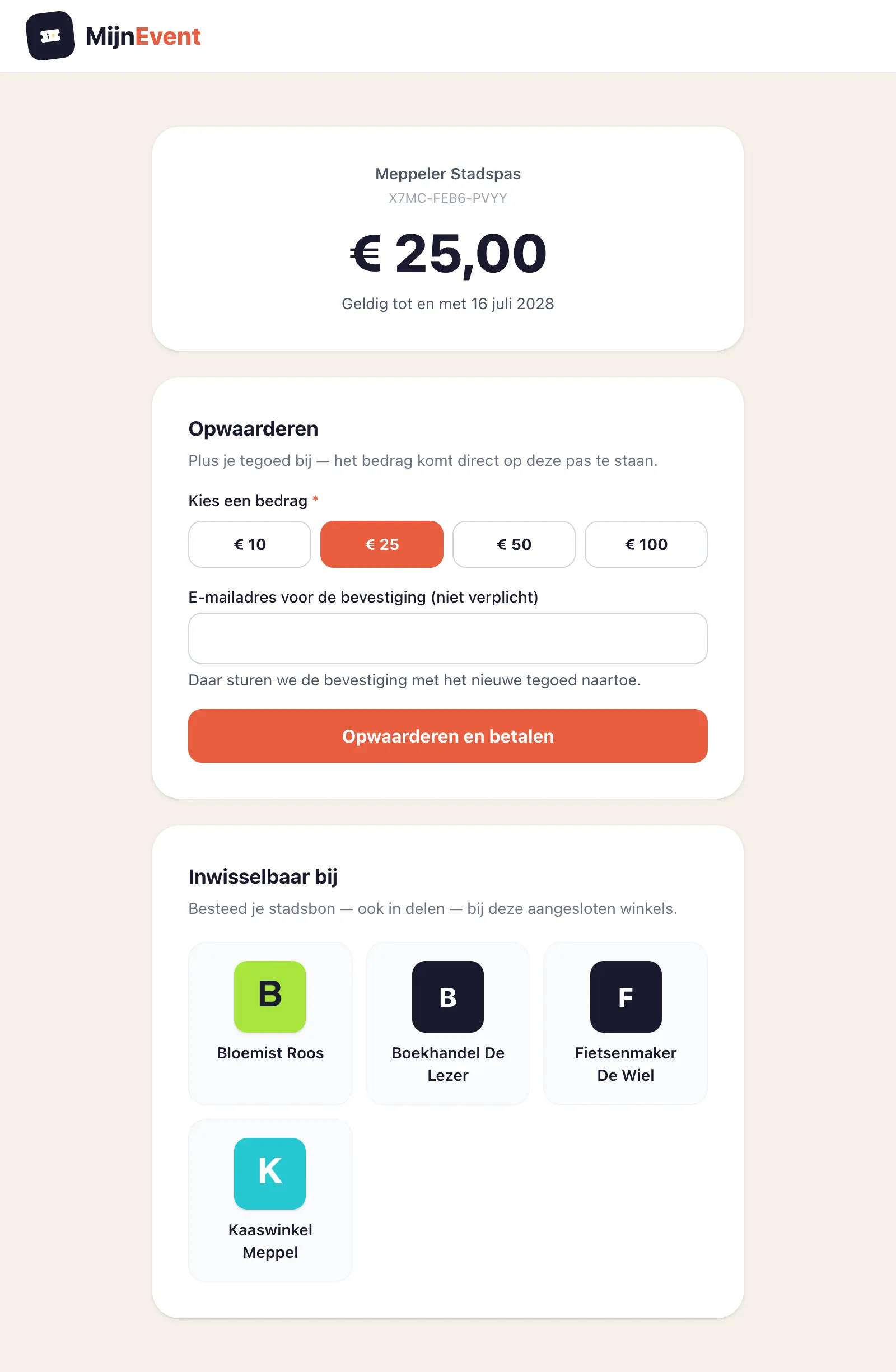 Opwaarderen: saldo checken en direct tegoed bijplussen — ook op een lege of verlopen pas