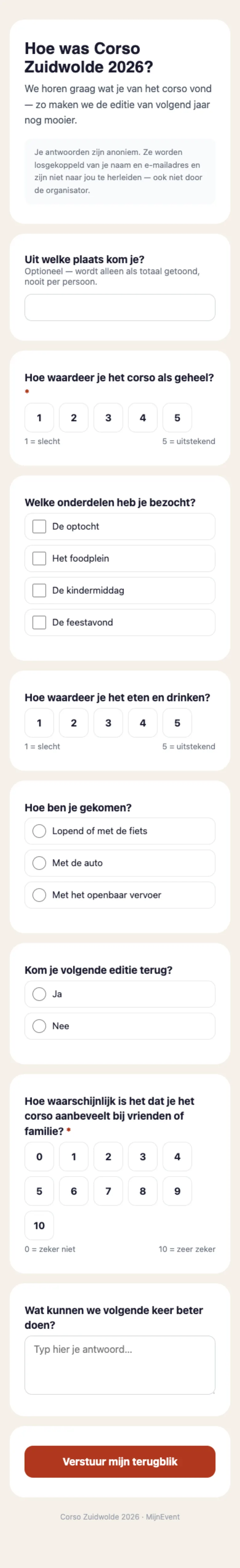 De invulpagina op mobiel: zonder inloggen, met grote aanraakvlakken